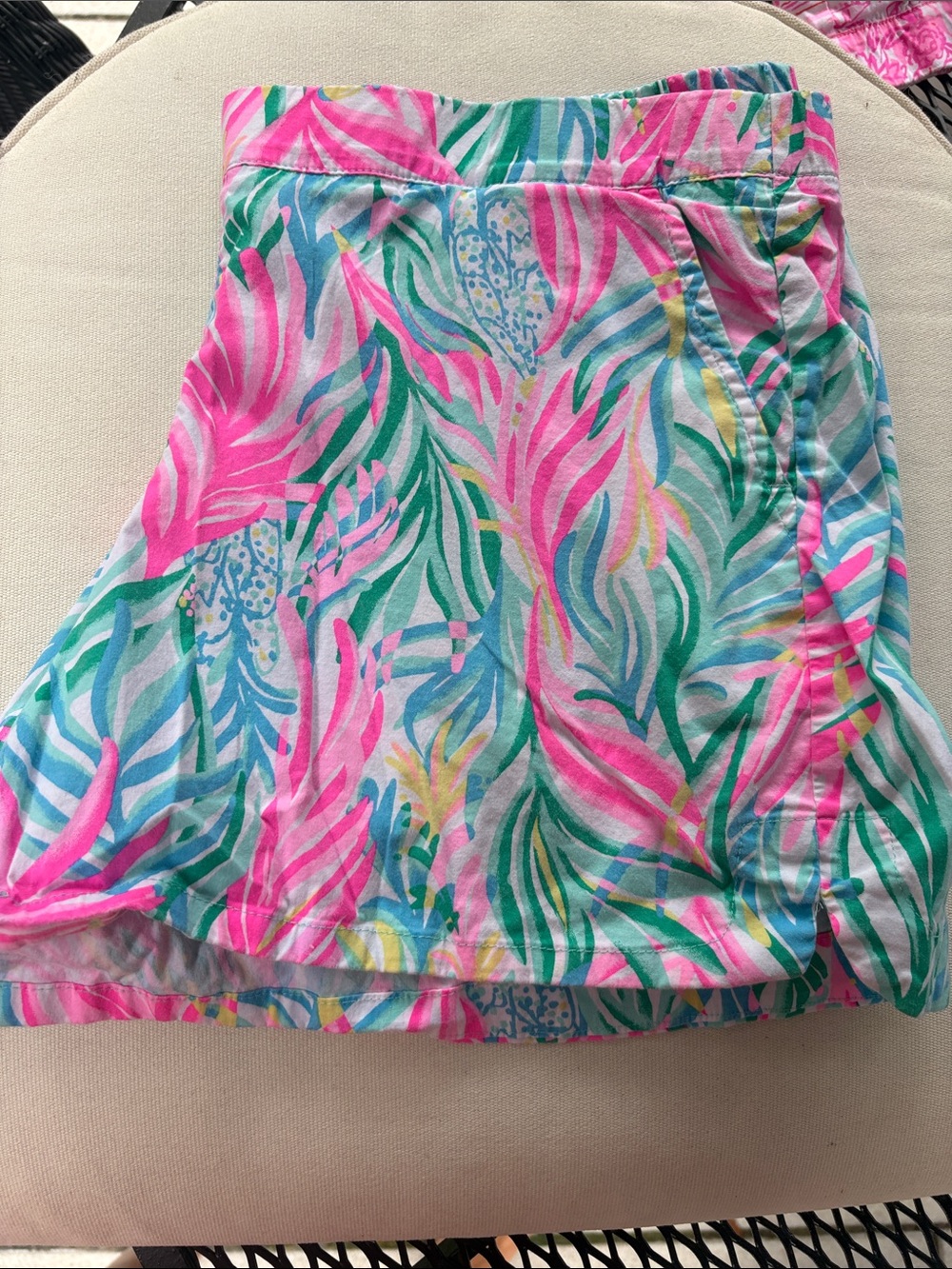 Lilly Pulitzer Pink, Teal & Aqua Tropical Leaf Shorts